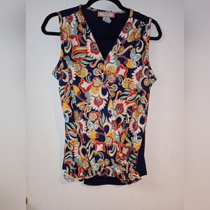 Colorful Floral V-Neck Blouse